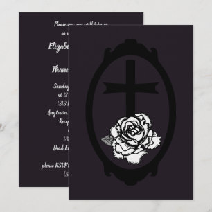 Croix gothique et Rose Cameo Mariage Invitations