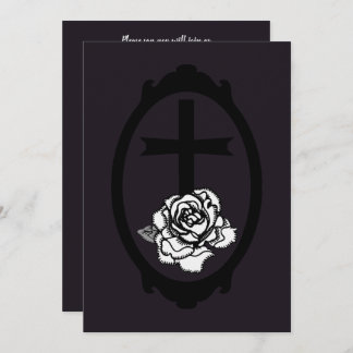 Croix gothique et Rose Cameo Mariage Invitations