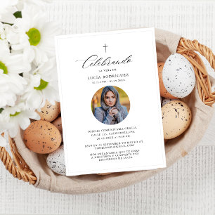 Croix minimaliste photo Espagnol Invitation funéra