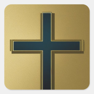 Croix noire avec Sticker Arrière - plan Or