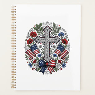 Croix Patriotique Fleurie Drapeau Vintage