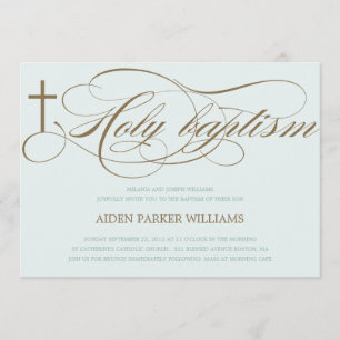 CROIX SAINTE BLEUE ET BROWN  INVITATION BAPTISME