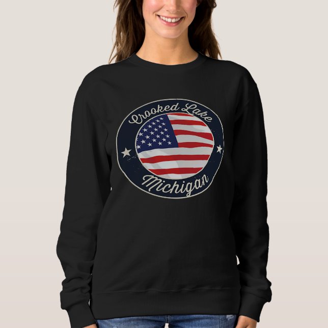 Crooked Lake  Patriotic Michigan Souvenir Sweatshirt (Vorderseite)
