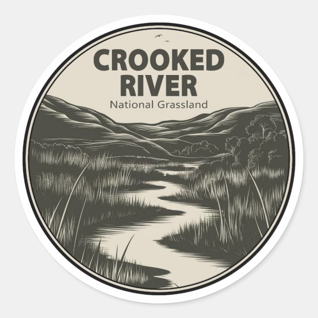 Crooked River National Grassland Oregon Stream Runder Aufkleber (Vorderseite)