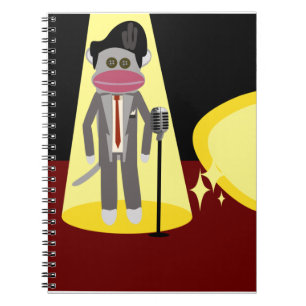 Crooner Fun Fifties Retro Singer Sock Monkey Notizblock