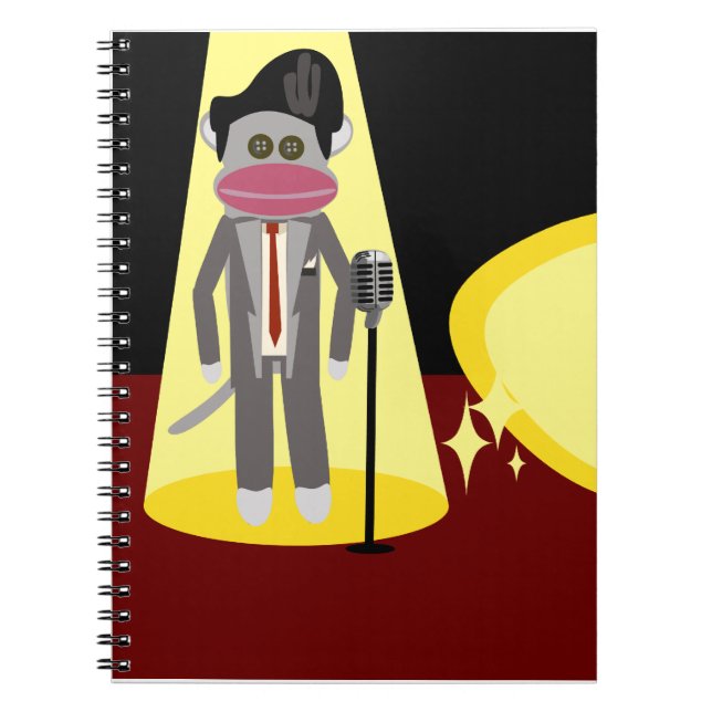 Crooner Fun Fifties Retro Singer Sock Monkey Notizblock (Vorderseite)