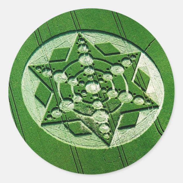 Crop Circle Spinning Star Wildshire Runder Aufkleber (Vorderseite)