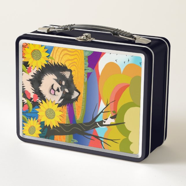CROP-KREAU - Finnischer Lapphund-Lunchbox Metall Brotdose (Vorderseite)