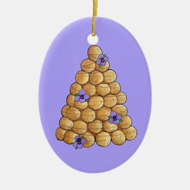Croquembouche Choux Bun Cream Puffs Wedding Cake Keramik Ornament (Vorne)