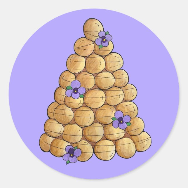 Croquembouche Choux Bun Cream Puffs Wedding Cake Runder Aufkleber (Vorderseite)