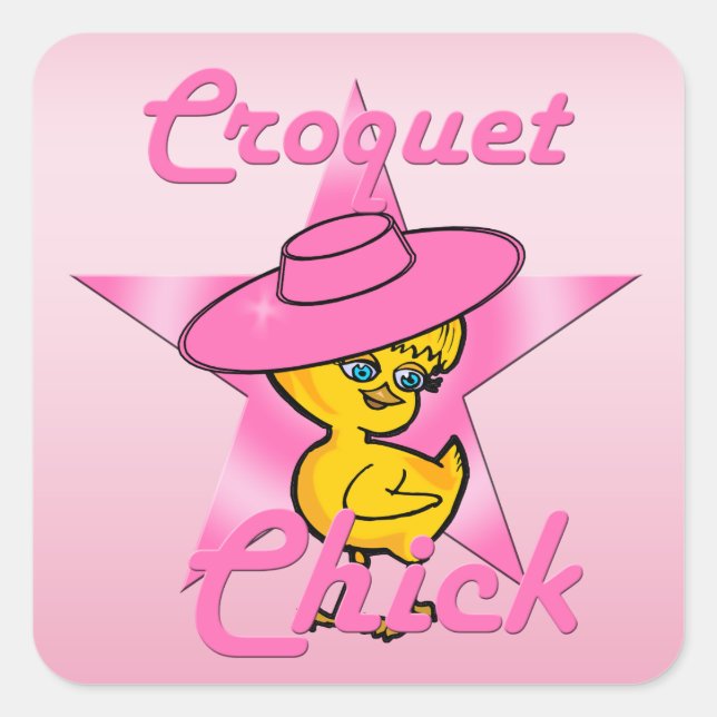 Croquet Chick #8 Quadratischer Aufkleber (Vorderseite)