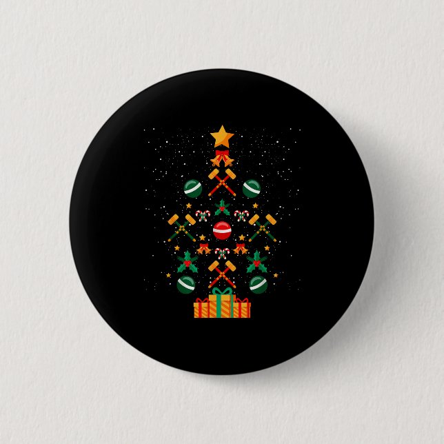 Croquet Christmas Tree Xmas  Button (Vorderseite)