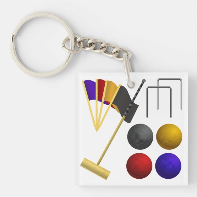 Croquet Equipment Set Mallet Balls Hoops (Devant)