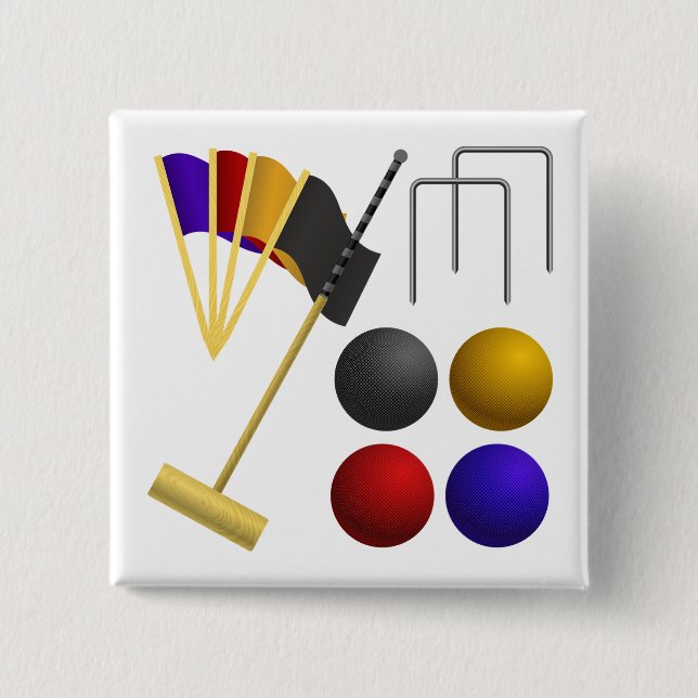 Croquet Equipment Set Mallet Balls Hoops Button (Vorderseite)