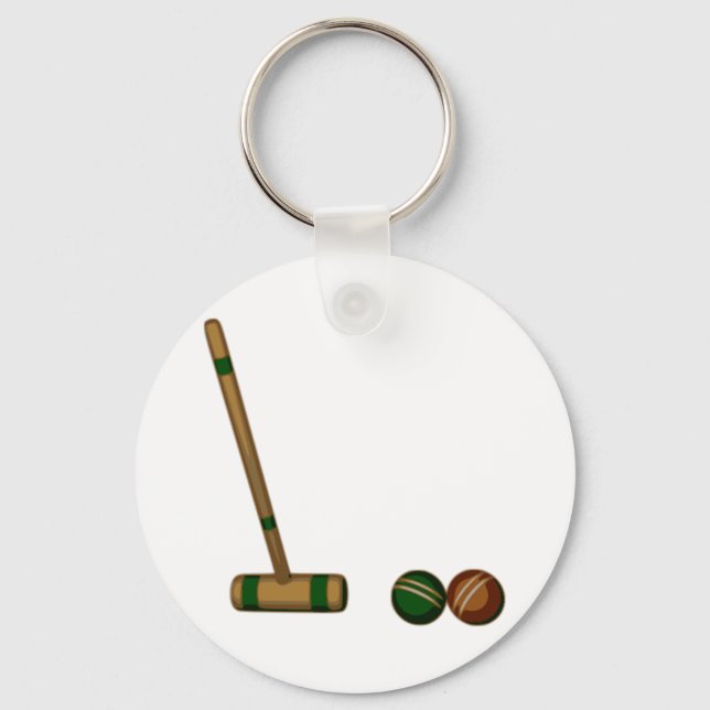Croquet Mallet und Balls Schlüsselanhänger (Vorderseite)