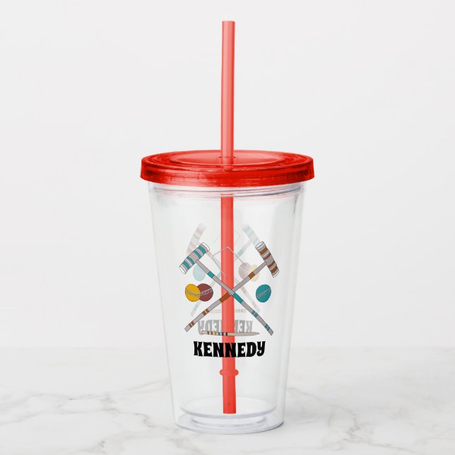Croquet Set, Lawinen, Personalisiert Acryltrinkbecher (Vorderseite)