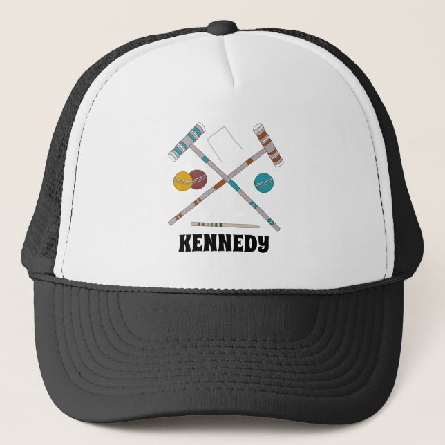 Croquet Set, Lawn Games Graphic Personalisiert Truckerkappe (Vorderseite)