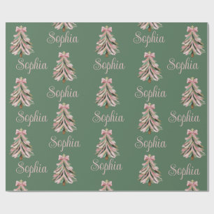 Croquette-Bogen-Weihnachtsbaum personalisierter Na Geschenkpapier