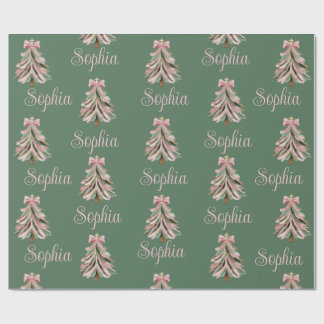 Croquette-Bogen-Weihnachtsbaum personalisierter Na Geschenkpapier
