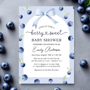 Croquette Bow Blueberry Berry Sweet Baby Dusche Einladung