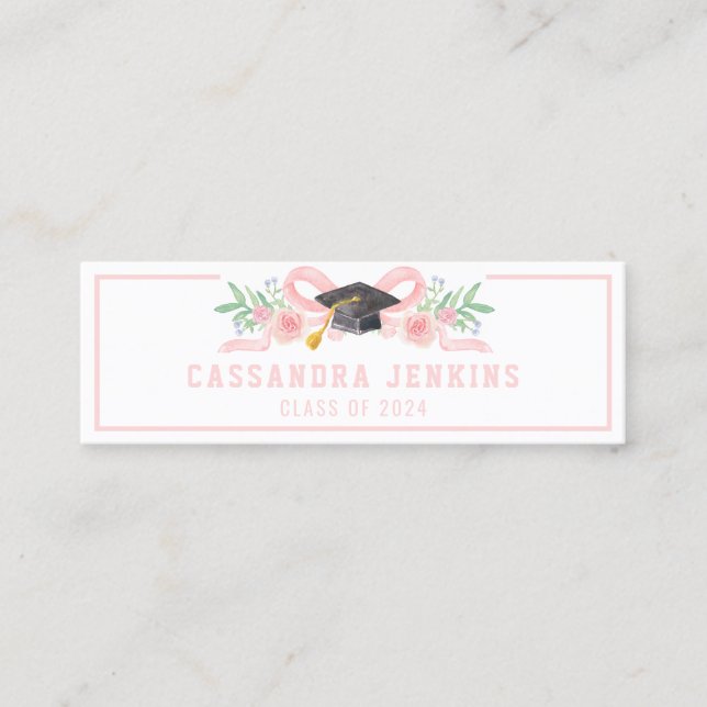 Croquette Pink Bow Abschluss Name-Karte Mini Visitenkarte (Vorderseite)