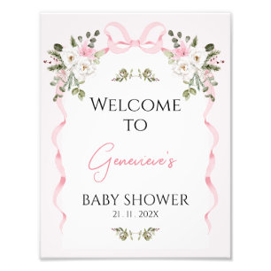 Croquette Pink Bow Arch Baby Dusche Begrüßungszeic Fotodruck