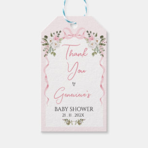 Croquette Pink Bow Arch Baby Showmarke Geschenkanhänger