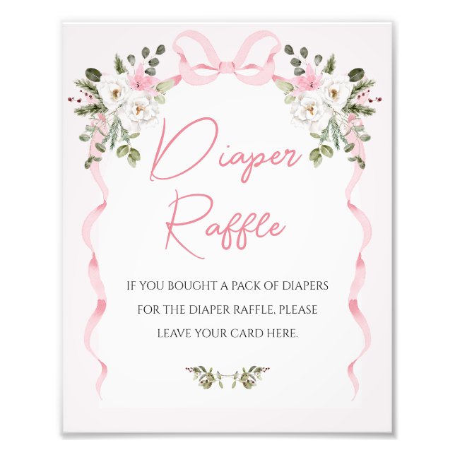 Croquette Pink Bow Arch Babydusche Windelunterschr Fotodruck (Vorne)