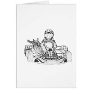 Croquis de crayon de coureur de kart
