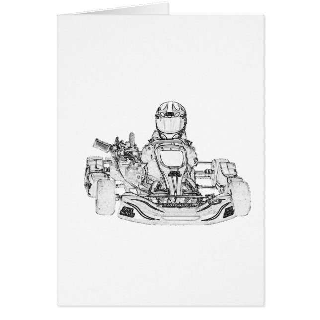 Croquis de crayon de coureur de kart (Devant)