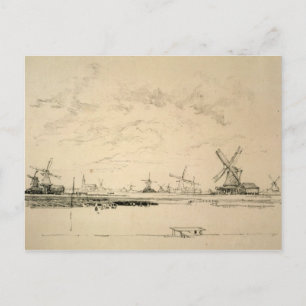 Croquis des cartes postales des moulins à vent
