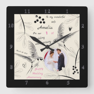 Croquis du 1er anniversaire des oiseaux et horloge