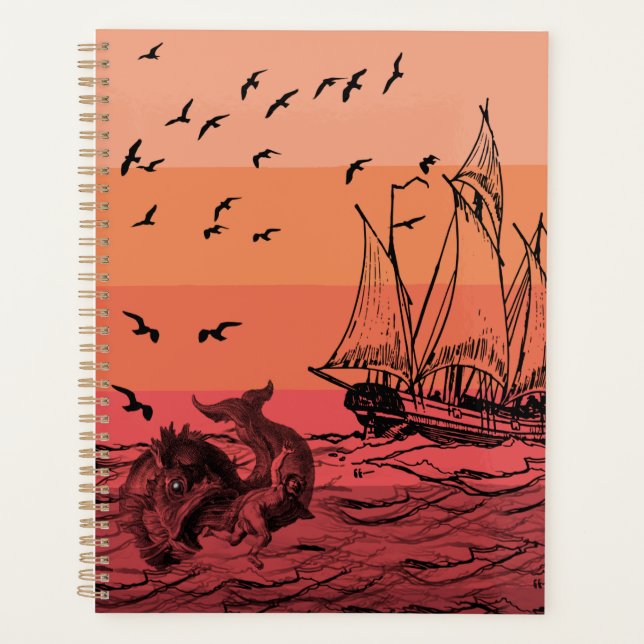 Croquis du monstre de mer du coucher de soleil vin (Devant)