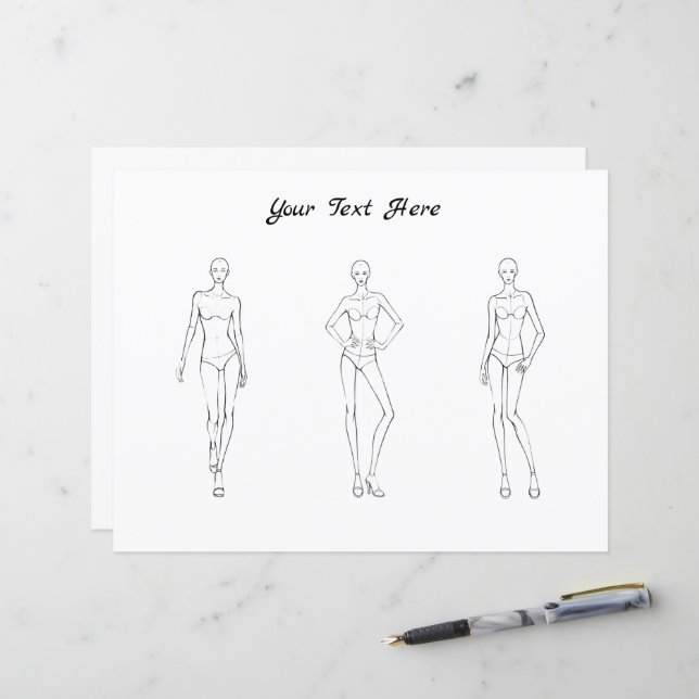 Croquis für Designers von Vorlagen für weibliche M (Vorderseite/Rückseite Beispiel)
