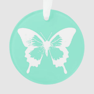 Croquis papillon, aqua et blanc