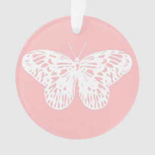 Croquis papillon, rose coquille et blanc