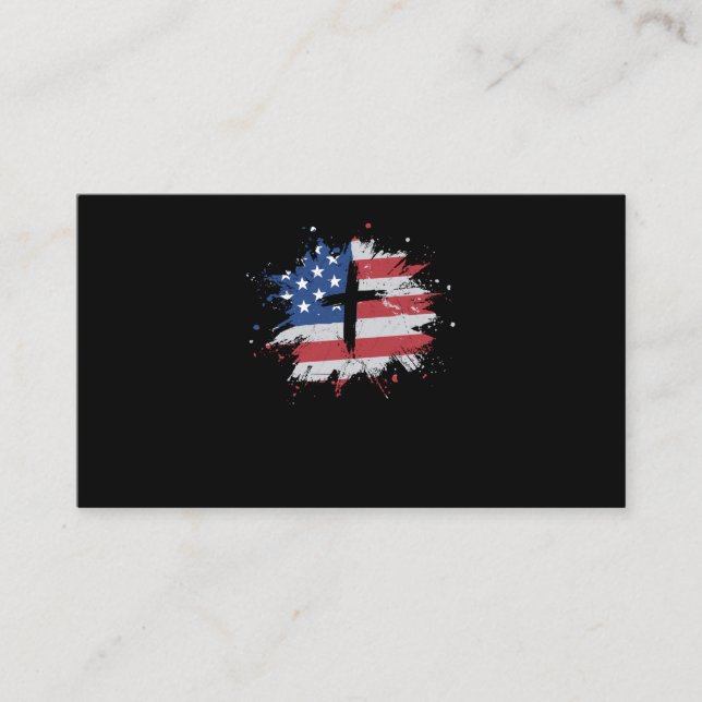 Cross American Flag Christian Men Visitenkarte (Vorderseite)