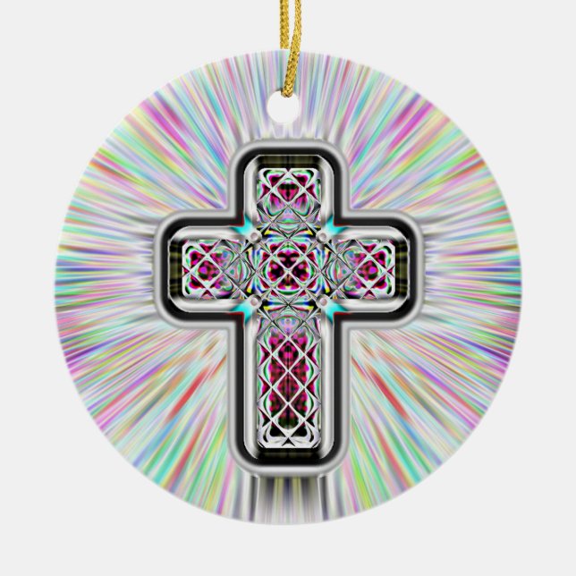 "Cross and Mountain Retreat"-Kette oder Keramik Ornament (Vorne)