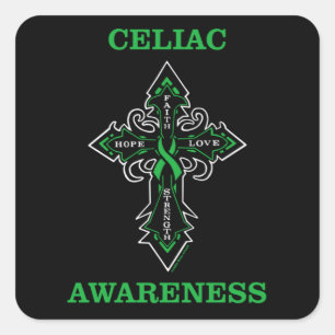 Cross/Awareness.. Celiac Quadratischer Aufkleber