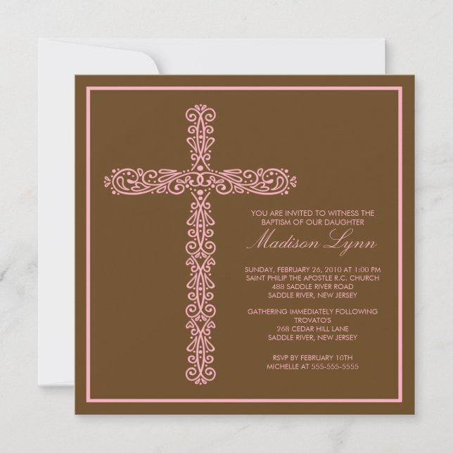 Cross-Baptism Christening Girl iBaptism-Stimulatio Einladung (Vorderseite)