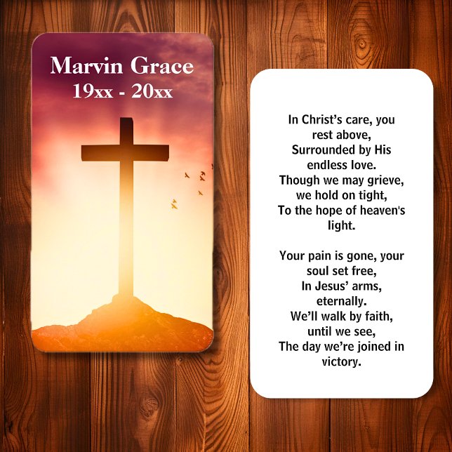 Cross Birds Sunset Beerdigungskarte Visitenkarte (Cross Birds Sunset Funeral Prayer Card)