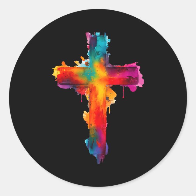 Cross Christian Religious Believe Blessed Faith Gr Runder Aufkleber (Vorderseite)