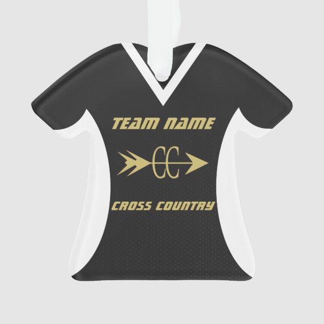 Cross Country Black Gold Sports Jersey Ornament (Vorderseite)