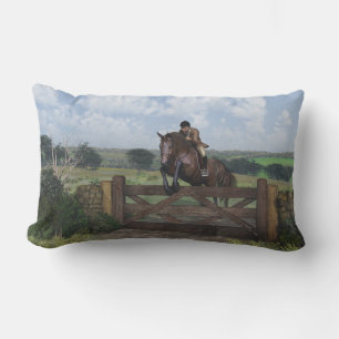 Cross Country - Jumping Horse Lumbar Throw Kissen