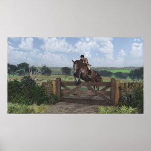 Cross Country - Jumping Horse Print Poster