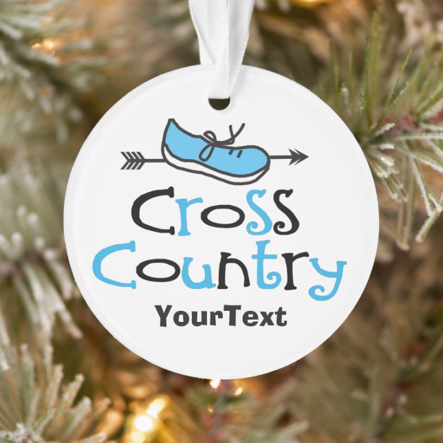 Cross Country Runner Light Blue Shoe© 2-seitig Ornament (Baum)