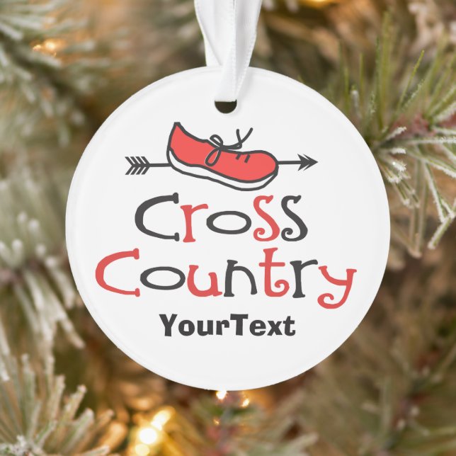Cross Country Runner Shoe © Red Custom front/back Ornament (Baum)