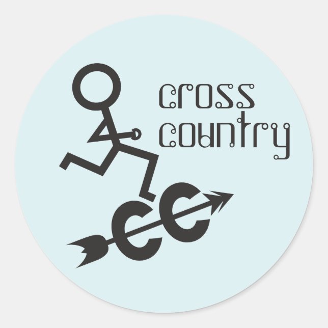Cross Country Running Runder Aufkleber (Vorderseite)