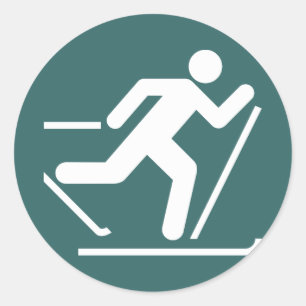 Cross Country-Ski-Symbol-Aufkleber Runder Aufkleber