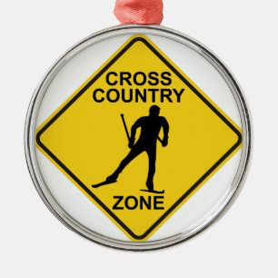 Cross Country Ski Zone Ornament Aus Metall